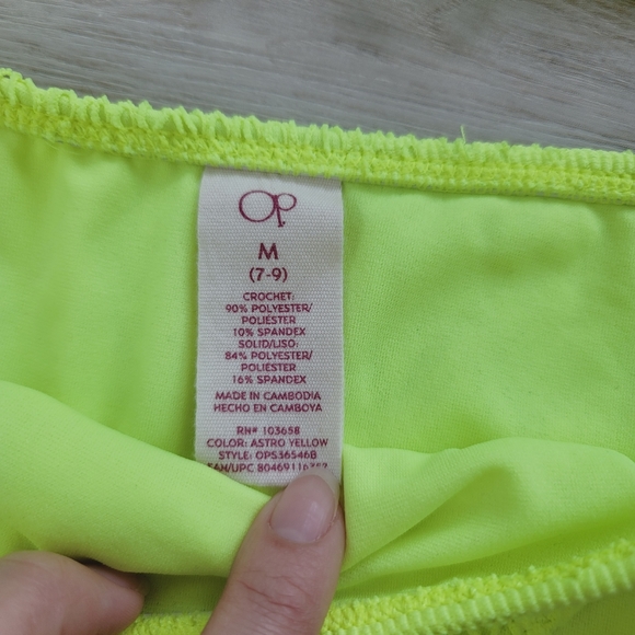 💕 Neon Yellow Lace Two Pieces Swim Bikini Set Women's Size Small Medium - Picture 6 of 8